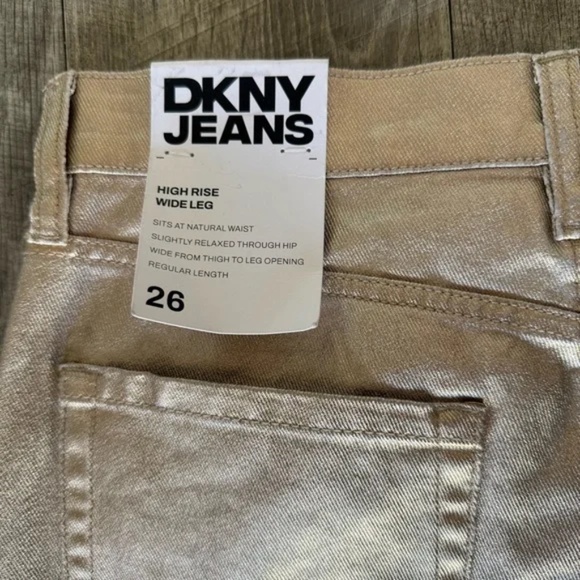 DKNY Ibiza High Rise Wide Leg Metallic Jeans - Picture 7 of 8